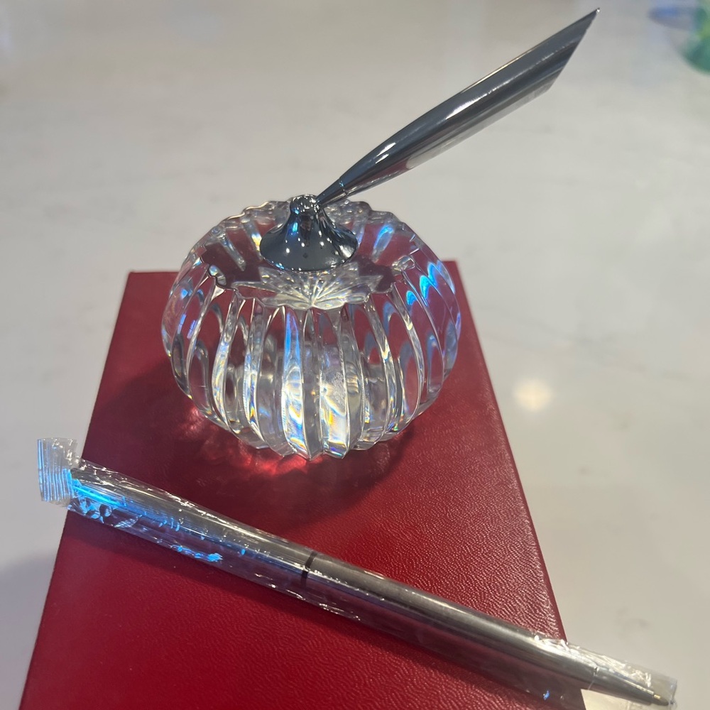 Waterford Crystal paperweight and pen